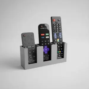 Remote Control Holder – Wall-Mounted (Holds Up to 3 Remotes) – Grey